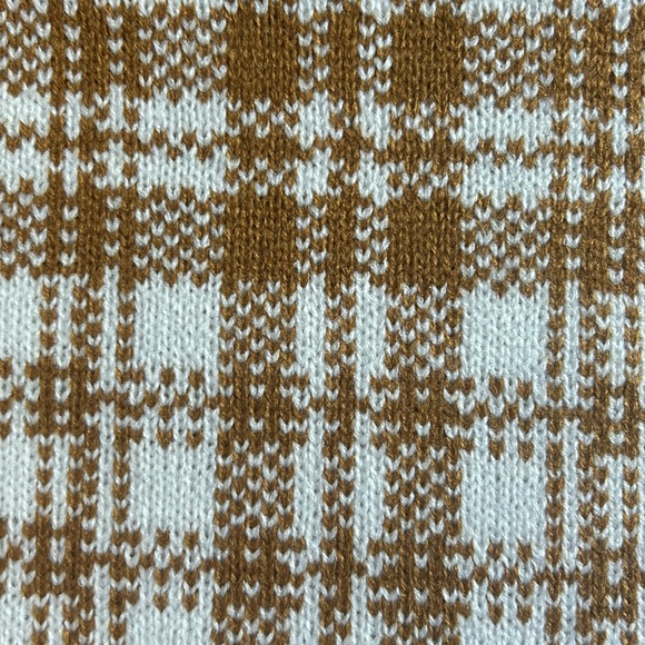 NWT Timberland Women’s Knit Scarf, Mustard Yellow and Cream Plaid - Picture 6 of 8